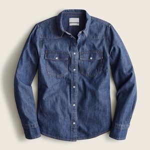NEW JCrew Shrunken slim-fit western chambray shirt 12